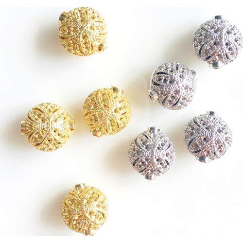 Wholesale 2 pcs/lot gold color platinum plated loose beads golden spacer jewelry making craft findings DIY for women