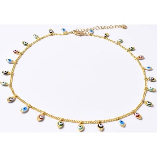 New Arrival Colorful Lovely Evil Eye Necklace Golden Charm Statement Short Choker Necklace For Women Charming Party Jewelry