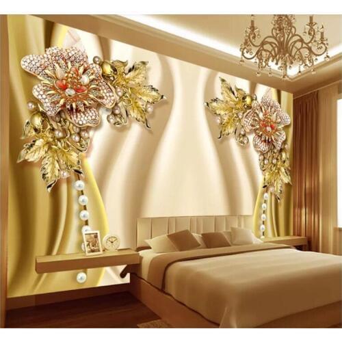 Custom Photo Mural Wall Sticker Jewelery Silk Mural Living Room TV Wall papel de parede 3D wallpaper for walls 3 d