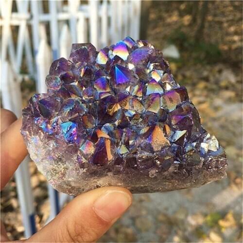 Natural Aura Amethyst Geode Bulk Amethyst Quartz Crystal Cluster Home Decoration