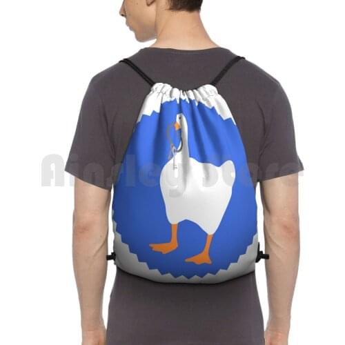 Untitled Goose ( Blue Backing ) Backpack Drawstring Bag Riding Climbing Gym Bag Goose Untitled Goose Game Game Animal Cute