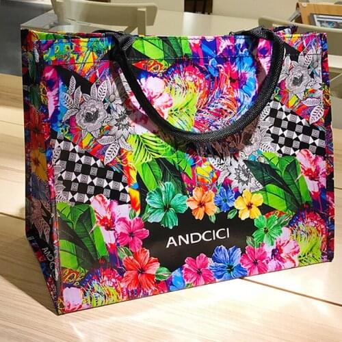Oil Painting Handbag Plastic Travel Bags Waterproof Large Capacity Environmental Protection Bags Shopping Handbags Womens Bag
