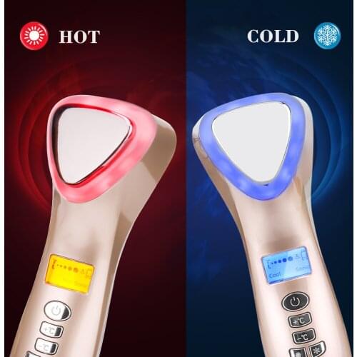 Ultrasonic Cryotherapy Face Lifting Hot Cold Hammer Electric anti aging Skin Rejuvenation Tightening Device Spa Facial Massager