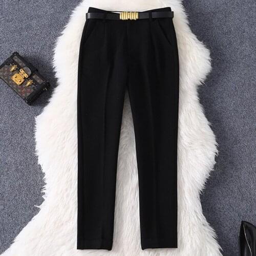 2021 Spring Womens Clothing New Elegant Womens Casual Pants Lace-up Slimming Smoke Tube Harem Pants Skinny Pants