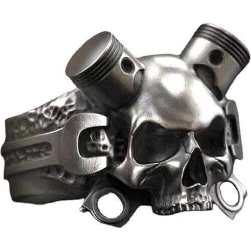 Hip-Hop Vintage Men Alloy Rings Ghost Head Skull Ring Gothic Punk Rock Biker Jewelry Accessories