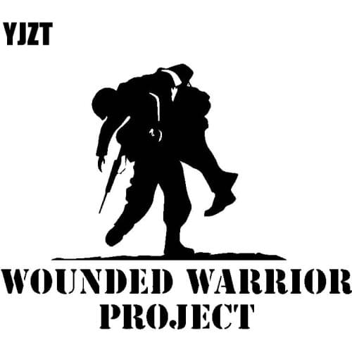 YJZT 17.8CM*13.4CM WOUNDED WARRIOR PROJECT Interesting Vinyl Car Sticker Decal Black Silver C13-000682