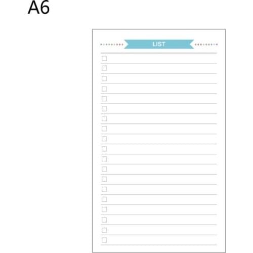 6 Holes Refill Inner Paper Week Month Plan To do List for A6 Loose Leaf Notebook U4LD