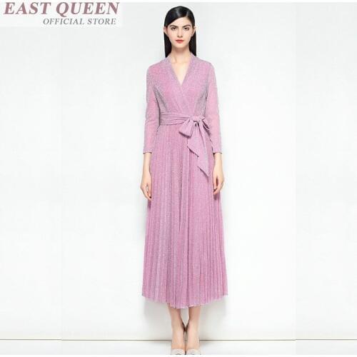 Women ladies elegant social business office dress female sexy midi dress with belt autumn fashion 2018 long sleeve dress DD798 L