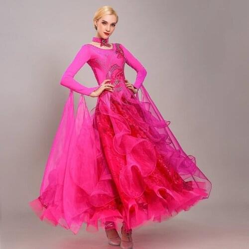 Blue ballroom gown dresses viennese waltz dresses modern dance standard ballroom dance dress for women dance costumes dress