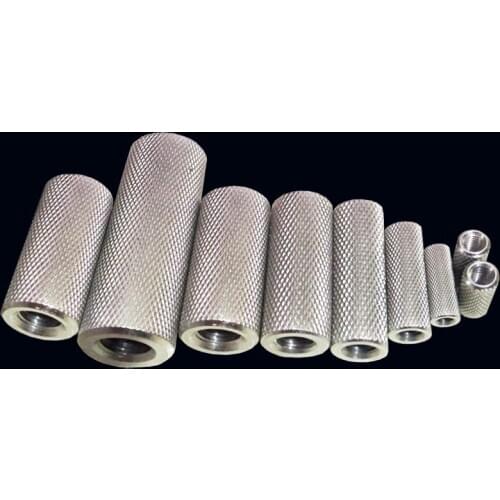 2pcs M8 M10 M12 M14 M16 stainless steel lengthened cylinder knurled hand nuts pineapple network pattern grain adjust hands nut