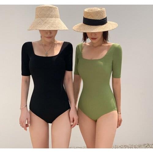 2021 Summer Womens One Piece Bathing Suit New South Korean Sexy Swimsuit Black Backless Bikini