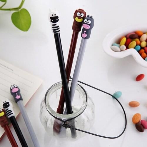 3pcs/lot Kawaii Gifts for kids Creative cartoon zebra Hippo animal series neutral pen black core 0.5mm Writing gift Party Favors