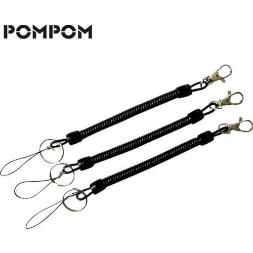 3PCS Spring Coil Lobster Clip Spring Coil Keychains for Gifts Fashion Jewelry Black Plastic Elastic Stretchy Keychain Ring