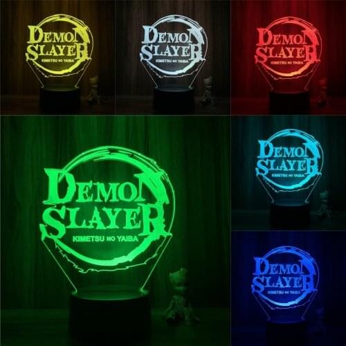 3D Lamp Action Figure Demon Slayer Big Logo Cool LED NightLight 7 Colors Touch Table Decor Light Gift Model