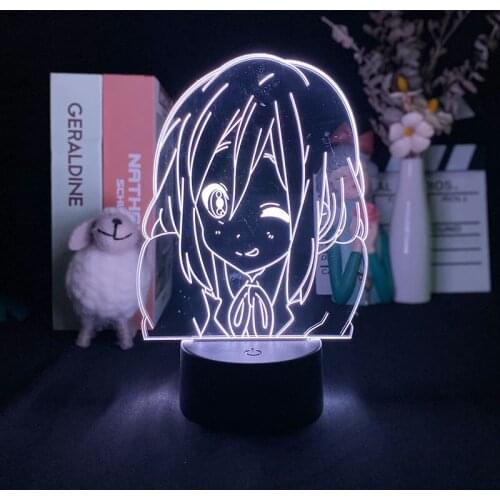 3D Lamp 7 Color Remote Atmosphere Best K on Yui Hirasawa Japanese Anime Lamp 3D Night Light Alarm Clock Base Light Delineascope