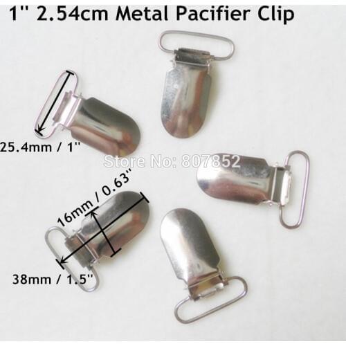 50pcs/lot 1'' 25mm metal hook baby dummy pacifier holder clips suspender clip soother clips for 2.5cm ribbon