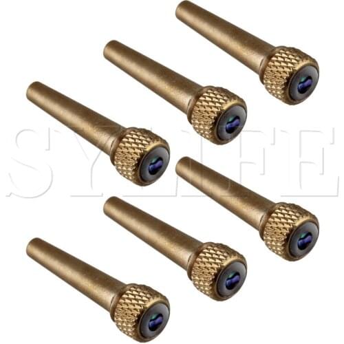 6x Acoustic Guitar Metal Golden Bridge End Pin with Abalone Dot & Pearl