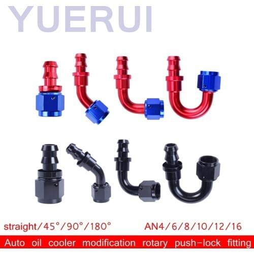 AN10 AN12 AN16 Degree Elbow/Aluminum Push Lock Hose Ends AN Fittings For Racing Car Oil Cooler Hose