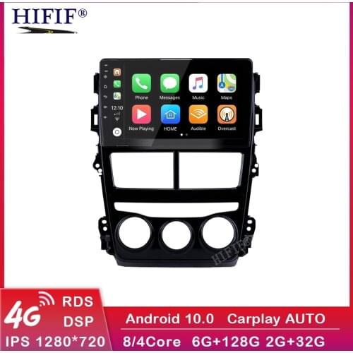 For Toyota Vios Yaris 2018 2019 2 DIN Car Radio Multimedia System GPS Autoradio Head Unit Android 10 Carplay DSP 9" With Frame