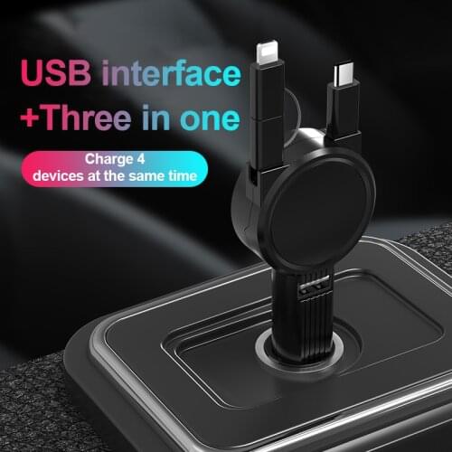 4 in 1 Car Folding Retractable USB Charger Fast Adapter For iPhone/Android Xmas