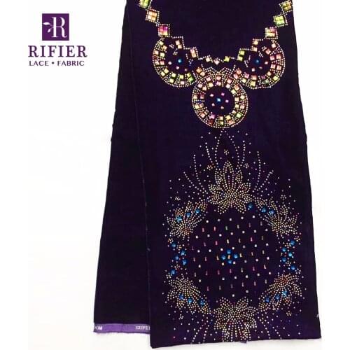 Noble Stones Design Velvet Lace Fabric For Indian African Women Winter Garment Sewing 2019 High Quality Rhinestones Velvet Laces