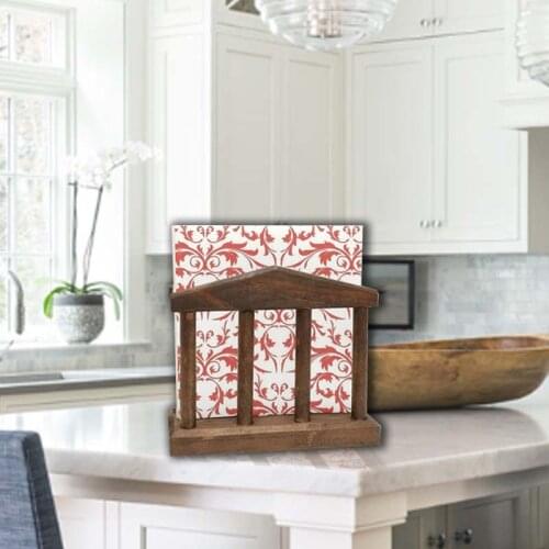 Solid Wood Architectural Napkin Paperkitchen Desktop Vertical Paper Towel Rack Paper Seat Restaurant Decoration Storage