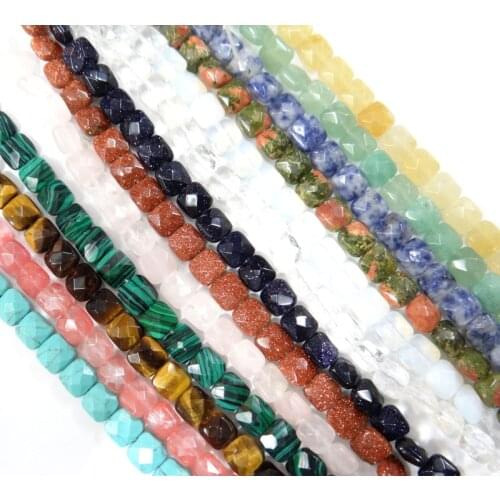 25pcs Natural Stone Faceted square Shape Spacer Beads For DIY Jewelry Making white Turquoises Bead Bracelet Necklace 8*8*5MM