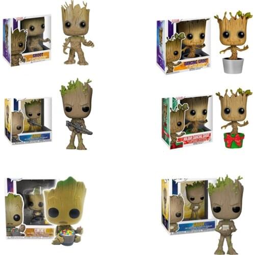 FUNKO POP Anime Marvel Guardians of The Galaxy Grootted The Avengers Action Figures Collection Model Toys for Gift