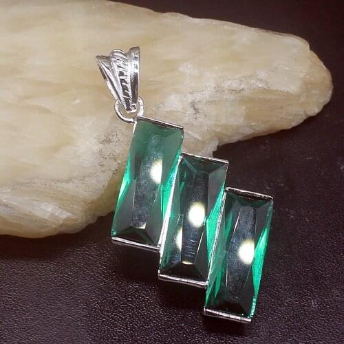 Gemstonefactory Jewelry Big Promotion 925 Silver Attractive Multi Green Topaz Women Ladies Mom Gifts Necklace Pendant 20213654