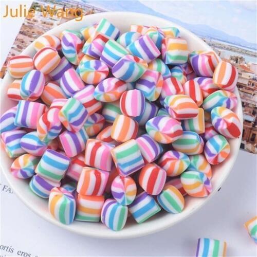 Julie Wang 20PCS Mixed Resin Colorful Rainbow Candy Slime Polymer Clay Charms Pendants Jewelry Necklace Bracelet Accessory