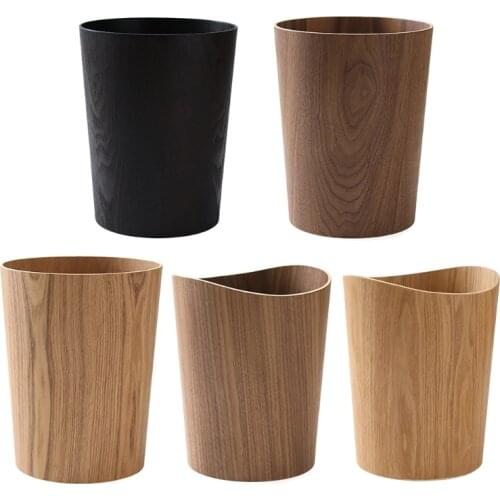 Creative Storage Wooden Trash Can Home Bucket Garbage Bin Hotel Living Room Wastebasket Cans Nordic Recycling Bin Retailsale