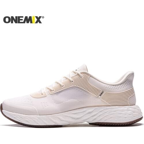 ONEMIX Ivory White Running Shoes For Men Chunky Sneakers Marathon Trainers Footwear Breathable Mesh Women Walking Tennis Shoes