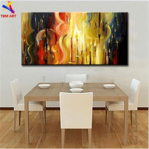 Music Picture Large Hand painted Modern Abstract Oil Painting on Canvas for Dinner Room Wall Art Home Decoration Gift SL093