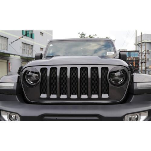 Yimaautotrims Exterior Front Head Lights Lamps Cover Ring Trim Fit For Jeep Wrangler JL 2018 2019 2020 / Angry Birds Style ABS