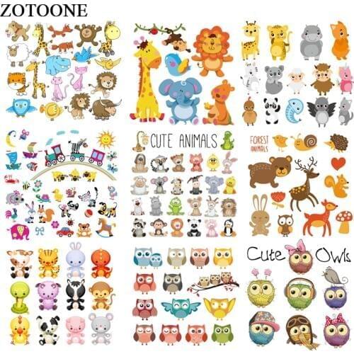 ZOTOONE Cartoon Animal Patches Set Iron On Transfers For Kids Clothes Diy T-shirt Christmas Gift For Baby Heat Transfer Vinyl E