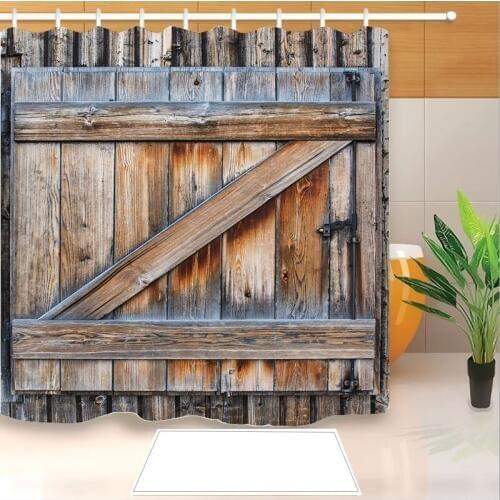 New Arrival Wooden Doors 3D Print Shower Curtain Polyester Fabric Bathroom Curtain Waterproof Hook Bath Curtain 04