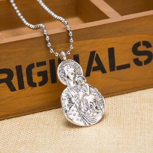 The Virgin Mary Jesus Stainless Steel Necklace for Women Silver Color Stainless Steel Necklace Jewelry collares mujer c06