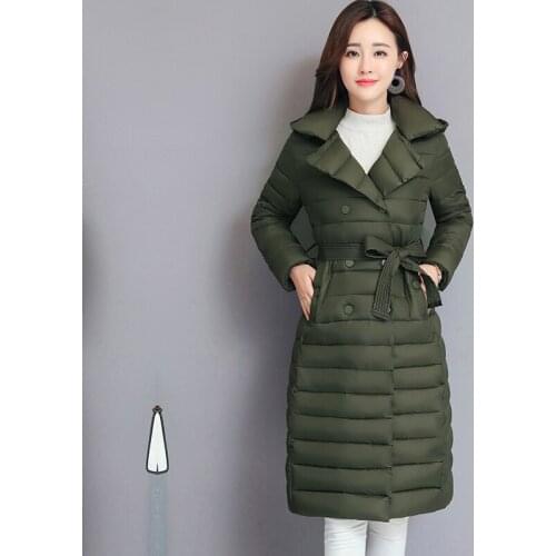ISENMAL Autumn Long Women Coats Slim Office Ladies Solid Womens Winter Jacket Hooded Thick Cotton Padded Parkas
