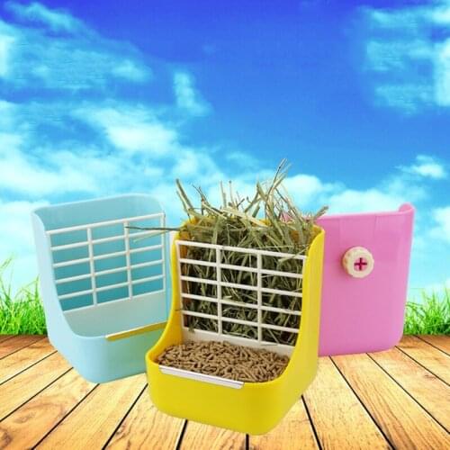 Rabbit Feeder Bunny Hay Feeder Hay and Food Feeder Plastic Feeding Bowls Manger Rack for Chinchilla Cage