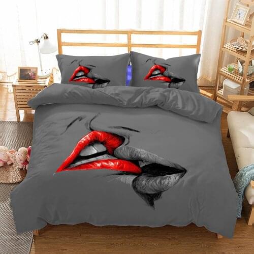 3D HD Digital Printing Custom Duvet Cover,Comforter/Quilt/Blanket case Queen King Bedding 200x200,Bedclothes Kiss me red lips