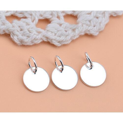 Handmade DIY material accessories S925 Sterling Silver Pendantsmooth round brand pendant, make bracelet accessories