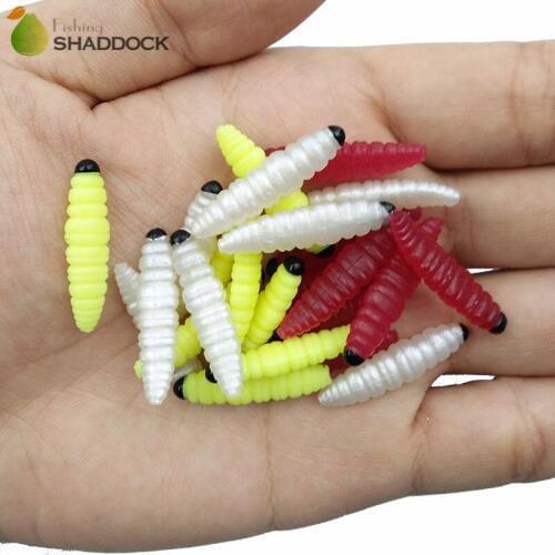 30pcs Soft Plastic Silkworm Fishing Lures Rubber Small Smell Soft Artificial Worms Grub Bait Fishing Accessories Tackles