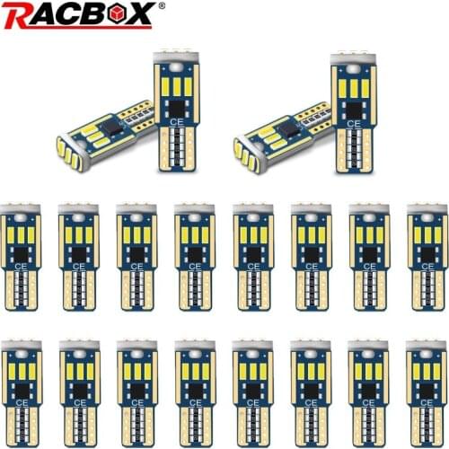 20Pcs T10 W5W LED Bulbs Canbus 9-SMD 12V 6000K White 194 168 Car Interior Map Dome Lights Parking Light Auto Signal Lamp