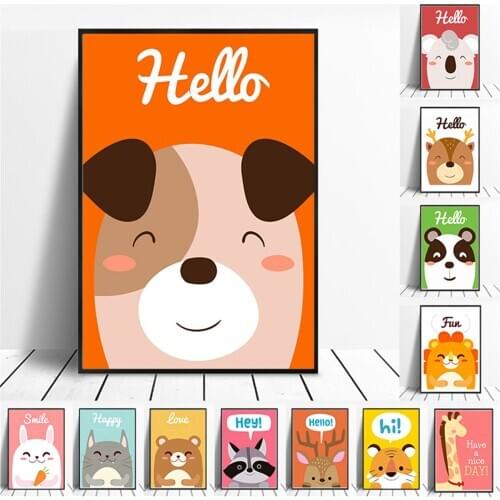 Varies Cute Cartoon Animal Poster Canvas Print Painting Wall Art Kids Room Home Decoration