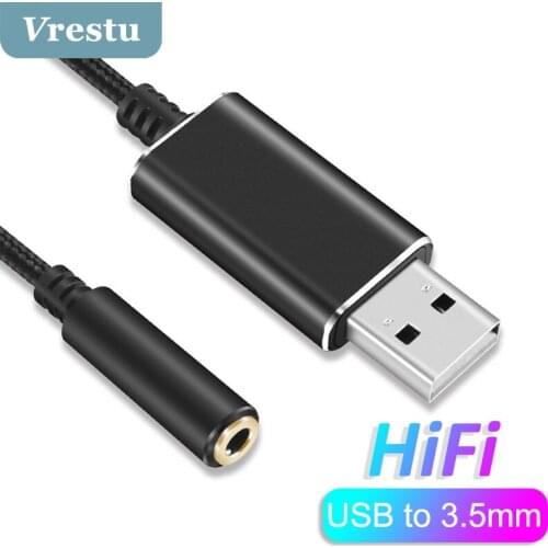 USB A to 3.5mm Female Audio Adapter USB External Sound Card with 3.5 Jack Headphone Microphone for PS5 4 PC Laptop Headphone AUX