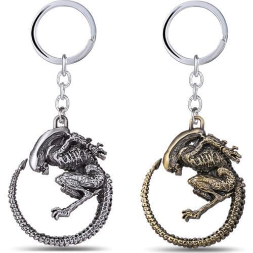 Metal Alien Predator Keychain Aliens Pendant Key Chain Ring Holder Car Bag Biblo Gift Men Jewelry Trinket Porte Clef llaveros
