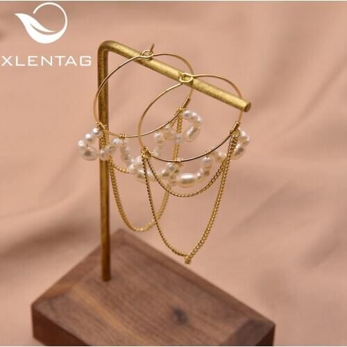 Xlentag Natural Freshwater Pearl Pendant Earring 2021 Women 14K gold plated luxury Fashion Fine Jewelry Wedding Gift GE1010C