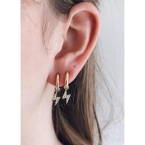 Simple Style Trendy Gold Color Geometric Hollow Lightning Earrings For Women Fashion Metal Personality Drop Earrings Jewelry
