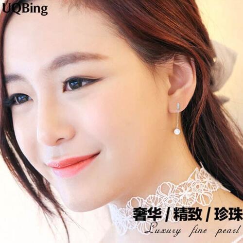 Free Shipping 2016 New Arrivals Crystal Pearl Stud Earrings 925 Sterling Silver Earrings For Women Jewelry Pendientes Brincos