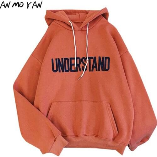 Winter Warm Womens Hoodie Fashion Letter Embroidery Harajuku Fleece Casual Long-sleeved Top Pullover Sweatshirt